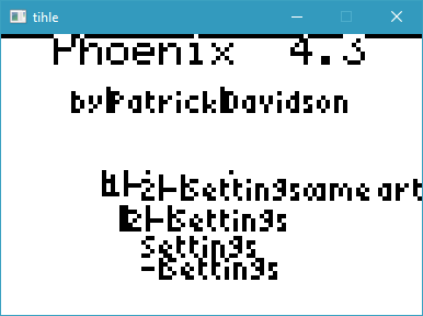 Some menu entries appear under 'Phoenix 4.3', but slightly garbled and misaligned.
