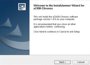 A Windows-style installer, 'InstallJammer Wizard'. On Linux.